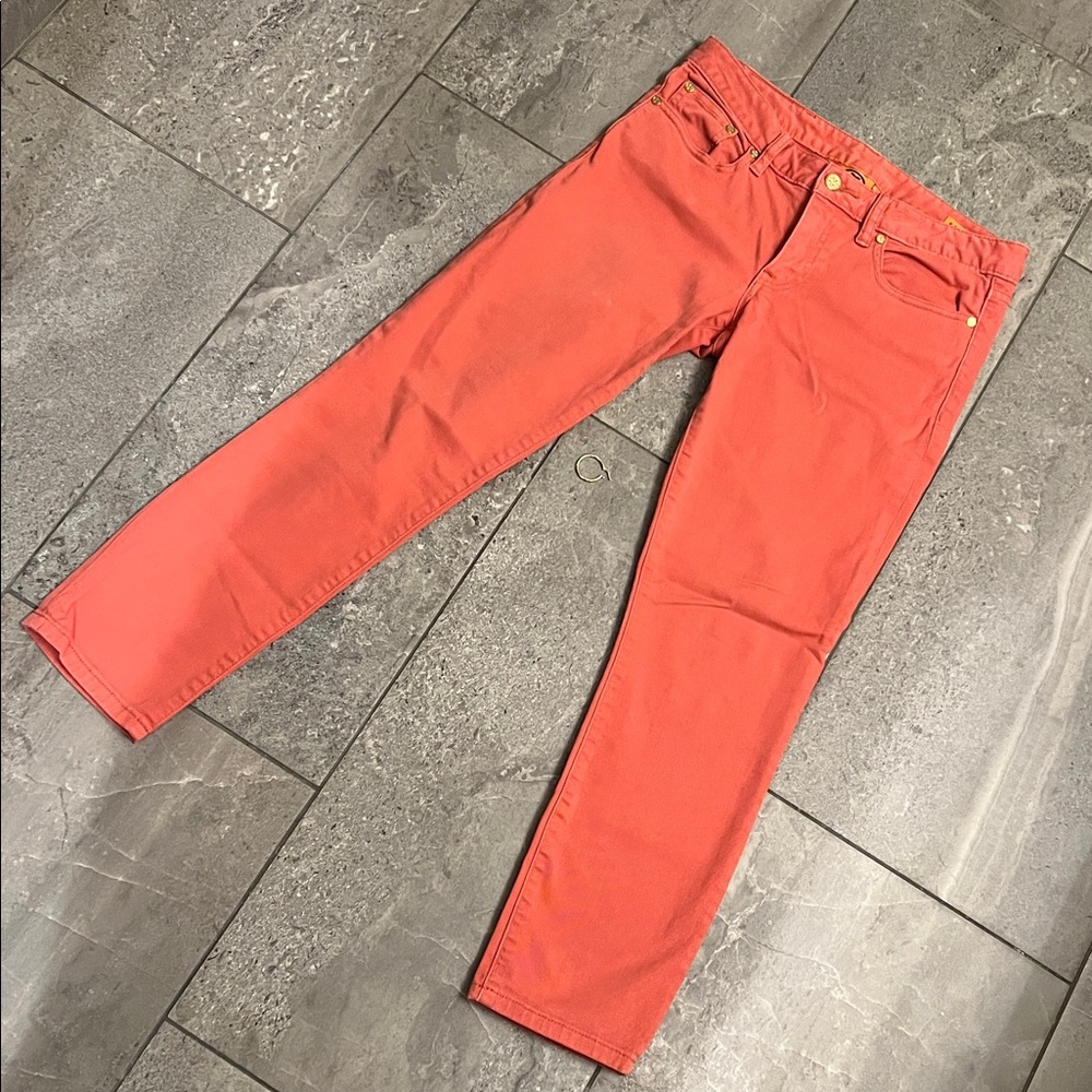 Tory Burch Alexa Cropped Skinny Jeans Coral